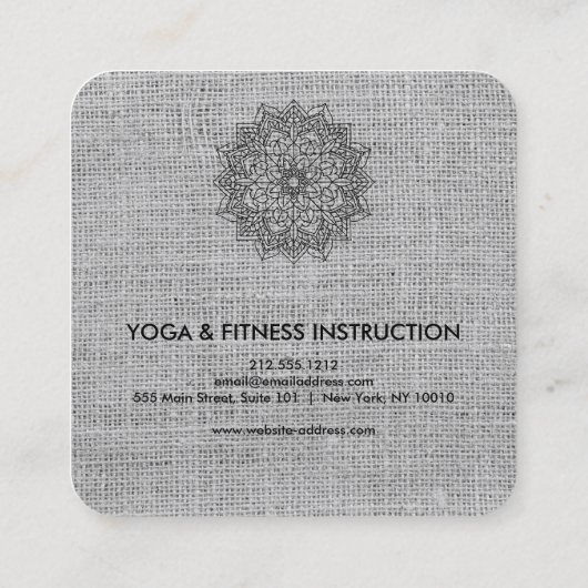 Elegant Lotus Flower Logo Yoga Vierkante Visitekaartje (Achterkant)