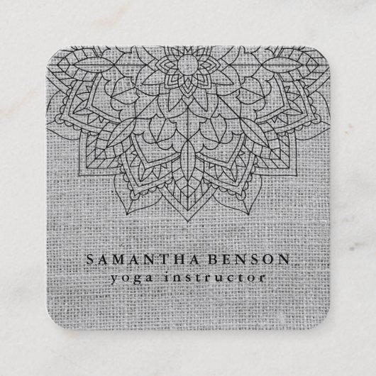 Elegant Lotus Flower Logo Yoga Vierkante Visitekaartje (Voorkant)