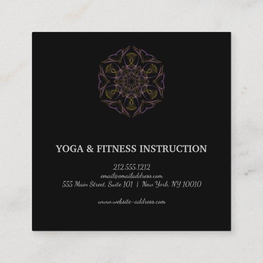 Elegant Lotus Flower Logo Yoga Vierkante Visitekaartje (Achterkant)