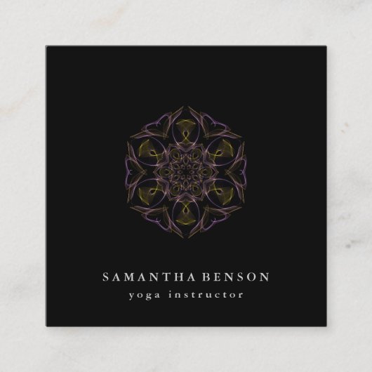 Elegant Lotus Flower Logo Yoga Vierkante Visitekaartje (Voorkant)