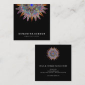 Elegant Lotus Flower Logo Yoga Vierkante Visitekaartje (Voorkant / Achterkant)
