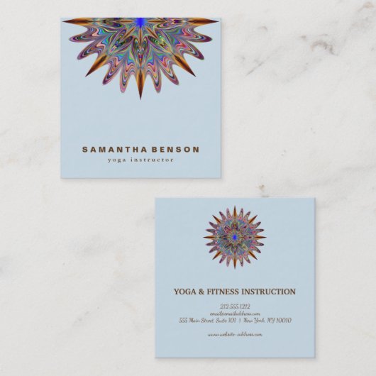 Elegant Lotus Flower Logo Yoga Vierkante Visitekaartje (Voorkant / Achterkant)