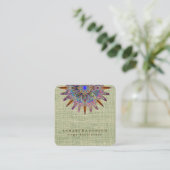 Elegant Lotus Flower Logo Yoga Vierkante Visitekaartje (Staand voorkant)