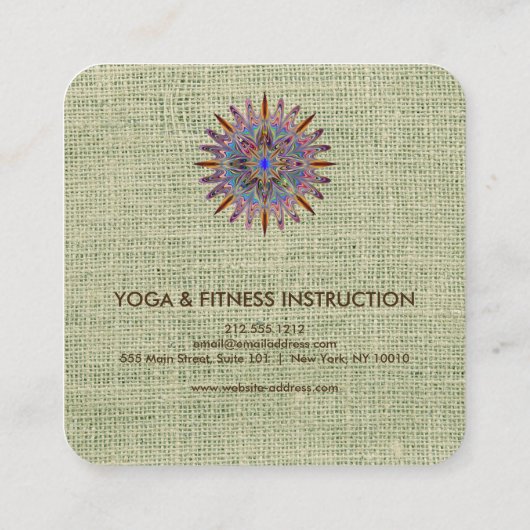 Elegant Lotus Flower Logo Yoga Vierkante Visitekaartje (Achterkant)