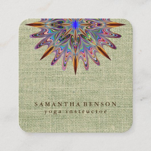 Elegant Lotus Flower Logo Yoga Vierkante Visitekaartje (Voorkant)