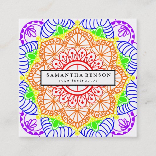 Elegant Lotus Flower Logo Yoga Vierkante Visitekaartje (Voorkant)