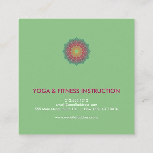 Elegant Lotus Flower Logo Yoga Vierkante Visitekaartje (Achterkant)