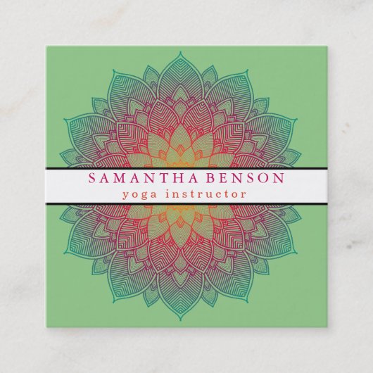 Elegant Lotus Flower Logo Yoga Vierkante Visitekaartje (Voorkant)