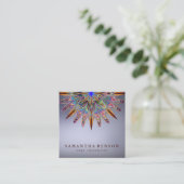 Elegant Lotus Flower Logo Yoga Vierkante Visitekaartje (Staand voorkant)