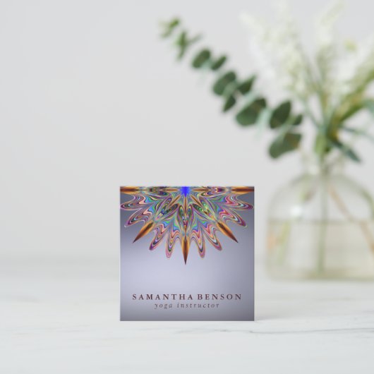 Elegant Lotus Flower Logo Yoga Vierkante Visitekaartje (Staand voorkant)