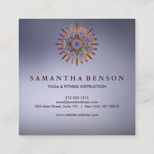 Elegant Lotus Flower Logo Yoga Vierkante Visitekaartje (Achterkant)