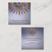 Elegant Lotus Flower Logo Yoga Vierkante Visitekaartje (Voorkant / Achterkant)