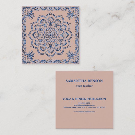 Elegant Lotus Flower Logo Yoga Vierkante Visitekaartje (Voorkant / Achterkant)