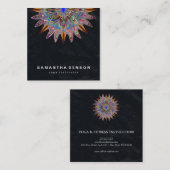 Elegant Lotus Flower Logo Yoga Vierkante Visitekaartje (Voorkant / Achterkant)