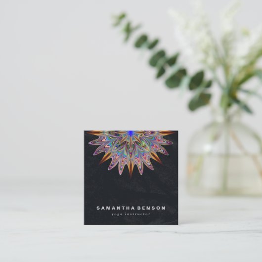 Elegant Lotus Flower Logo Yoga Vierkante Visitekaartje (Staand voorkant)