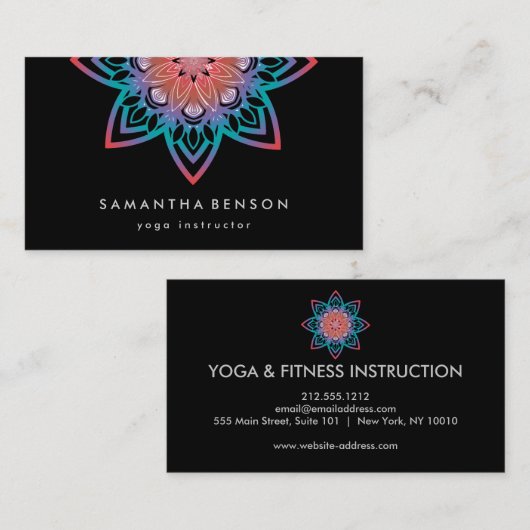 Elegant Lotus Flower Logo Yoga Visitekaartje (Voorkant / Achterkant)