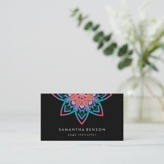 Elegant Lotus Flower Logo Yoga Visitekaartje (Staand voorkant)
