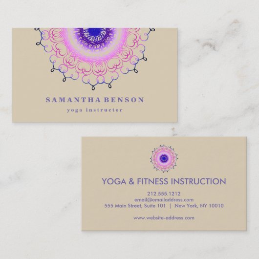 Elegant Lotus Flower Logo Yoga Visitekaartje (Voorkant / Achterkant)