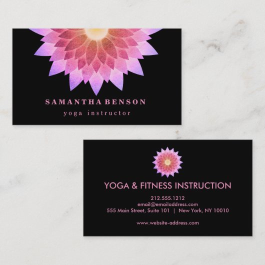 Elegant Lotus Flower Logo Yoga Visitekaartje (Voorkant / Achterkant)