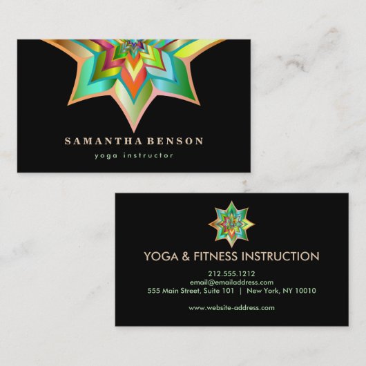 Elegant Lotus Flower Logo Yoga Visitekaartje (Voorkant / Achterkant)