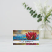 Elegant Lotus Flower Logo Yoga Visitekaartje (Staand voorkant)