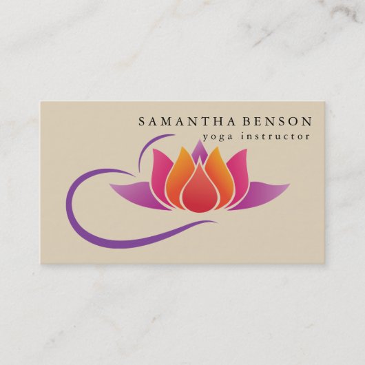 Elegant Lotus Flower Logo Yoga Visitekaartje (Voorkant)