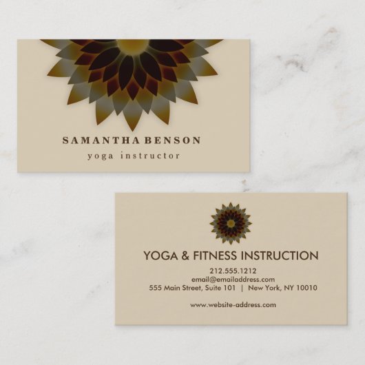 Elegant Lotus Flower Logo Yoga Visitekaartje (Voorkant / Achterkant)