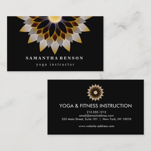 Elegant Lotus Flower Logo Yoga Visitekaartje (Voorkant / Achterkant)