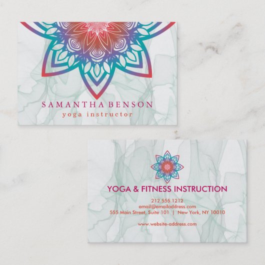 Elegant Lotus Flower Logo Yoga Visitekaartje (Voorkant / Achterkant)