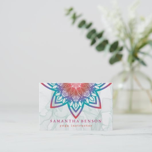 Elegant Lotus Flower Logo Yoga Visitekaartje (Staand voorkant)