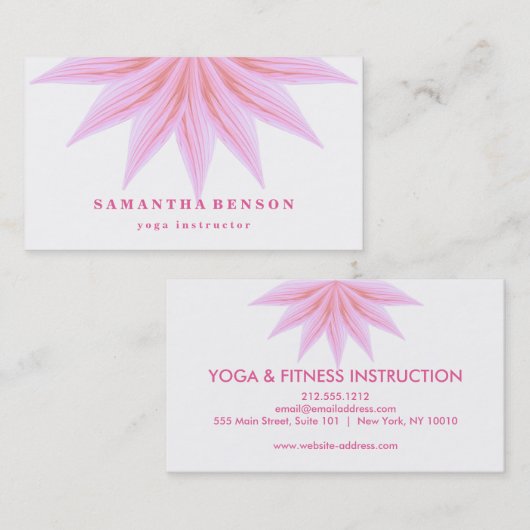 Elegant Lotus Flower Logo Yoga Visitekaartje (Voorkant / Achterkant)