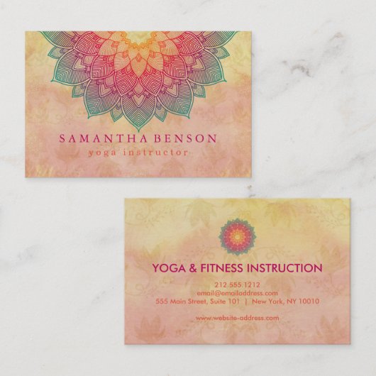 Elegant Lotus Flower Logo Yoga Visitekaartje (Voorkant / Achterkant)