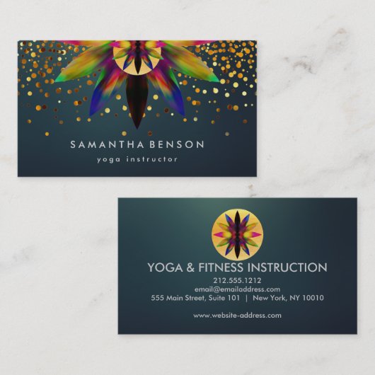 Elegant Lotus Flower Logo Yoga Visitekaartje (Voorkant / Achterkant)