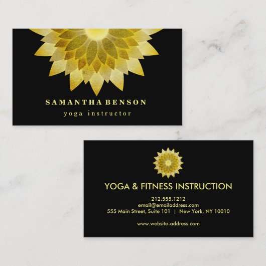 Elegant Lotus Flower Logo Yoga Visitekaartje (Voorkant / Achterkant)