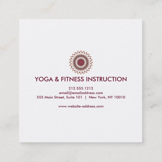 Elegant Lotus Flower Logo Yoga White Achtergrond Vierkante Visitekaartje (Achterkant)