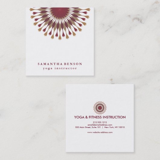 Elegant Lotus Flower Logo Yoga White Achtergrond Vierkante Visitekaartje (Voorkant / Achterkant)