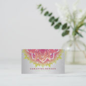 Elegant Lotus Flower Mandala Logo Yoga Instructor Visitekaartje (Staand voorkant)