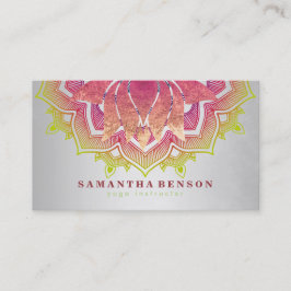 Elegant Lotus Flower Mandala Logo Yoga Instructor Visitekaartje