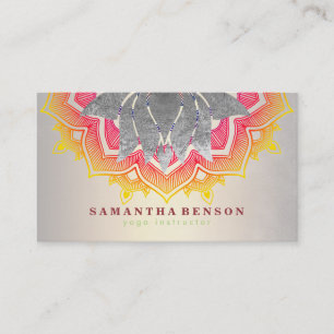 Elegant Lotus Flower Mandala Logo Yoga Instructor Visitekaartje