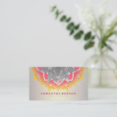 Elegant Lotus Flower Mandala Logo Yoga Instructor Visitekaartje (Staand voorkant)