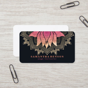 Elegant Lotus Flower Mandala Logo Yoga Instructor Visitekaartje