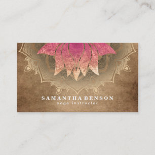 Elegant Lotus Flower Mandala Logo Yoga Instructor Visitekaartje