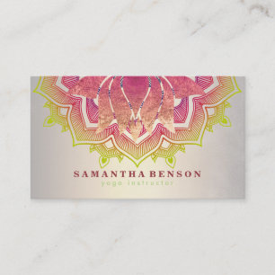 Elegant Lotus Flower Mandala Logo Yoga Instructor Visitekaartje