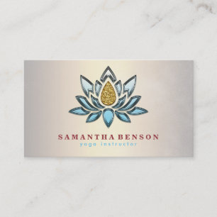 Elegant Lotus Flower Mandala Logo Yoga Instructor Visitekaartje