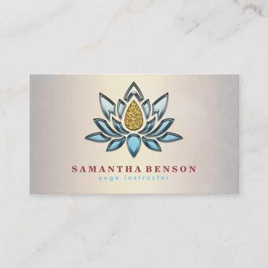 Elegant Lotus Flower Mandala Logo Yoga Instructor Visitekaartje (Voorkant)