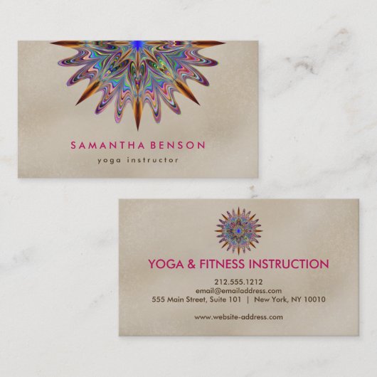 Elegant Lotus Flower Mandala Logo Yoga Instructor Visitekaartje (Voorkant / Achterkant)