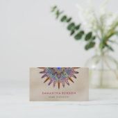 Elegant Lotus Flower Mandala Logo Yoga Instructor Visitekaartje (Staand voorkant)