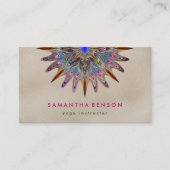 Elegant Lotus Flower Mandala Logo Yoga Instructor Visitekaartje (Voorkant)