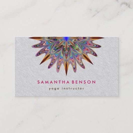 Elegant Lotus Flower Mandala Logo Yoga Instructor Visitekaartje (Voorkant)