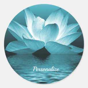 Elegant Lotus Flower Ocean Zen Yoga Personalized Ronde Sticker
